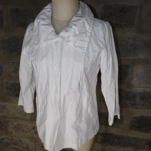 metallic white large collar drawstring jacket